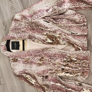 Le Superbe Sequin Embellished Snakeskin Gold Pattern Women's Jacket